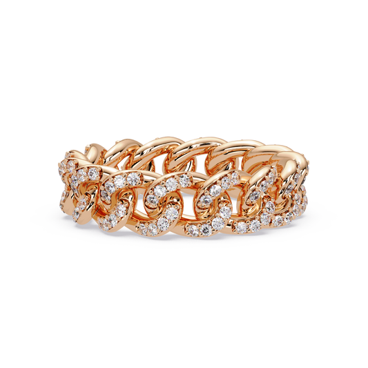 1.20 Ct Round Cut vvs Moissanite Diamond Cuban chain Link Ring