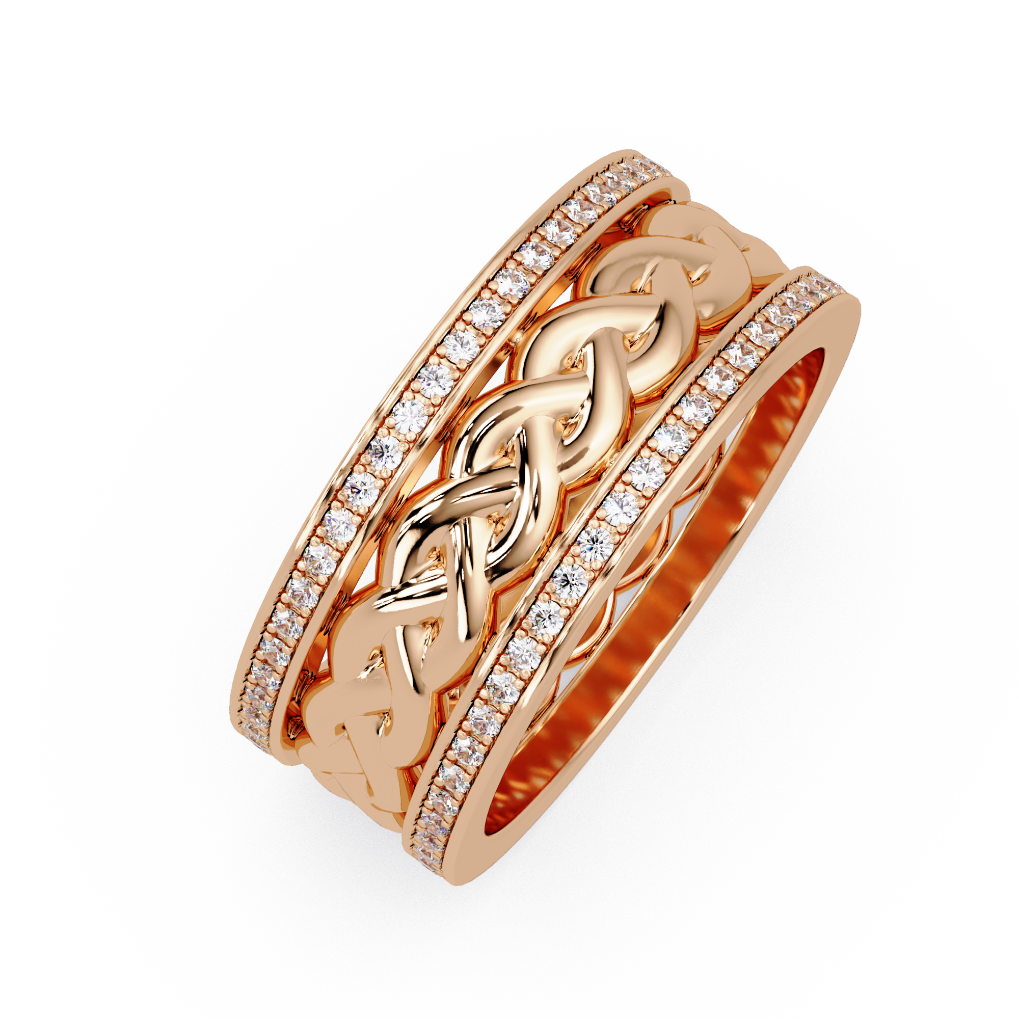 1.0 Ct Round Cut vvs Moissanite diamond Braided Band Ring