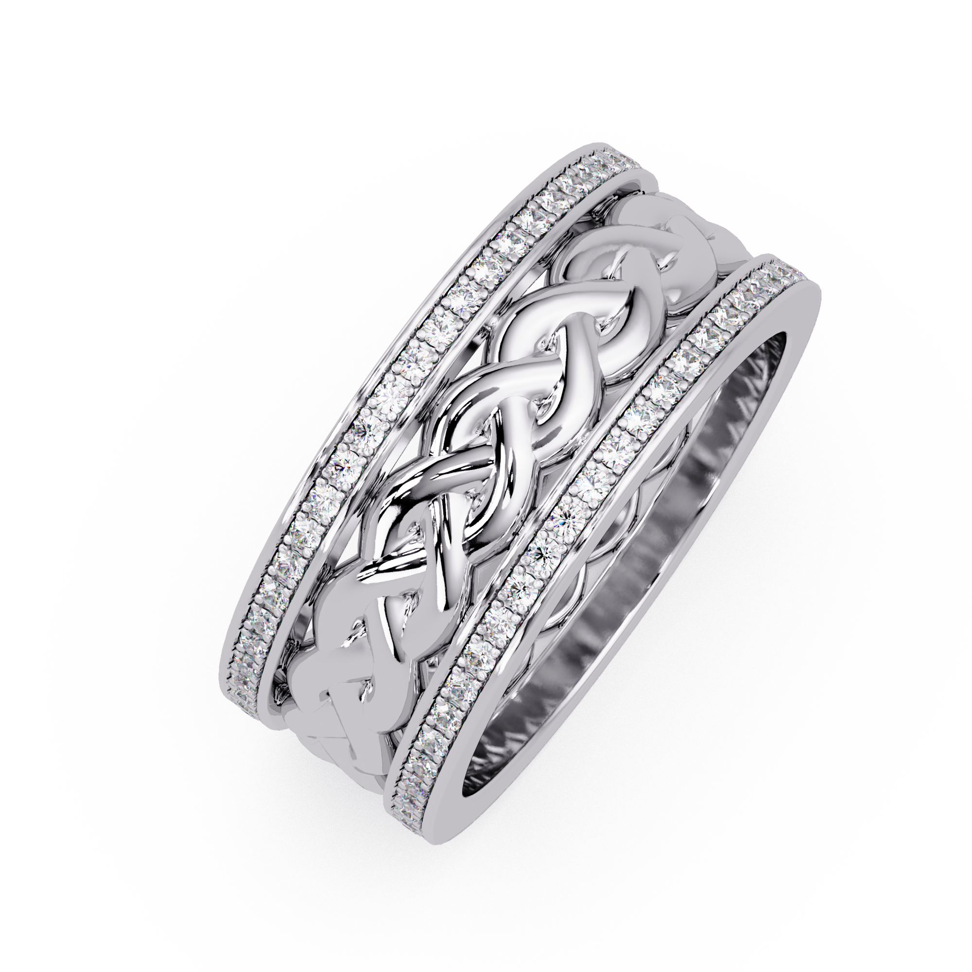 1.0 Ct Round Cut vvs Moissanite diamond Braided Band Ring