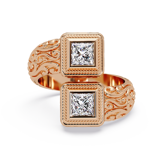 2.0 Ct Princess Cut vvs Moissanite Diamond Double Stone Ring