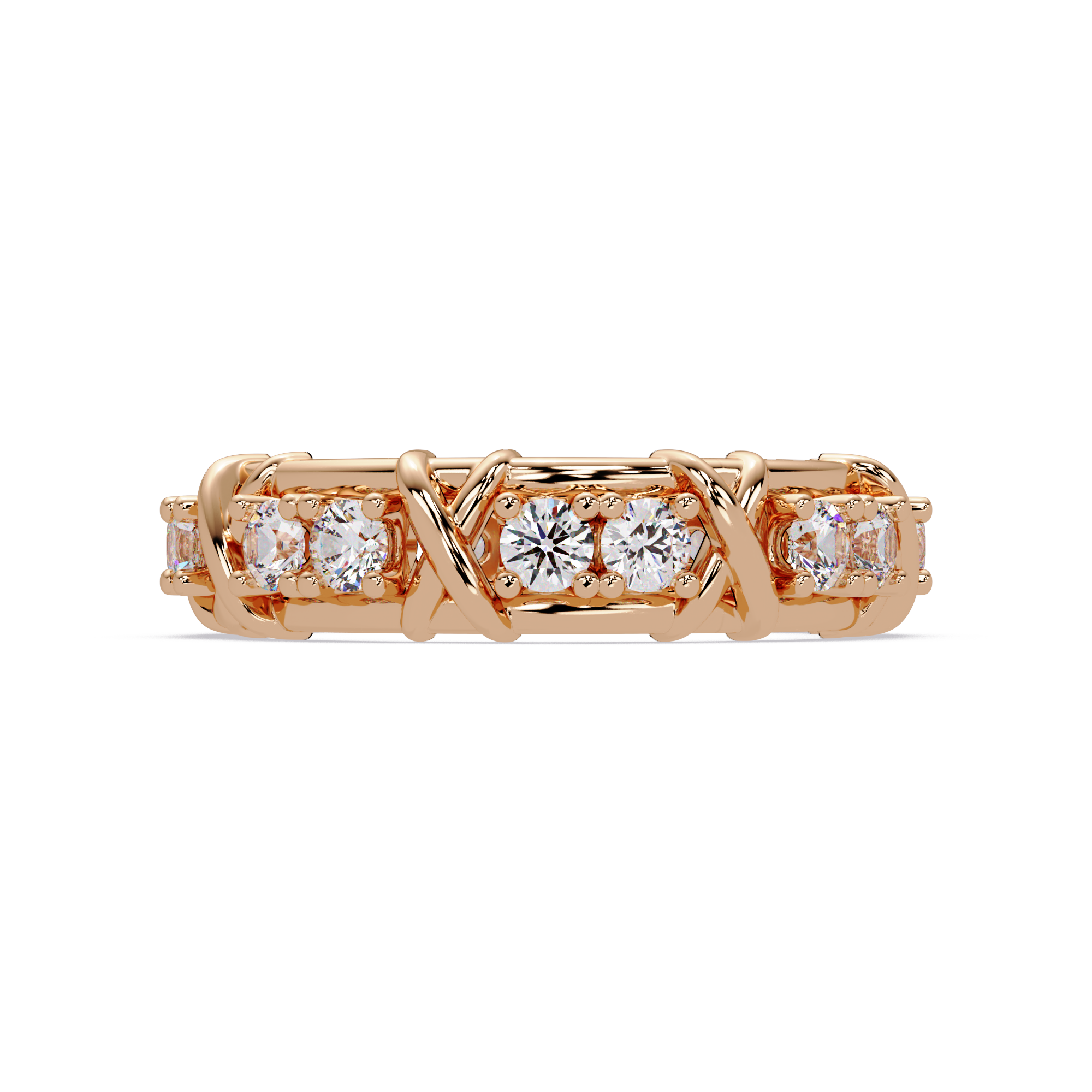 Round Cut VVS Moissanite Diamond Criss-Cross Unisex Ring