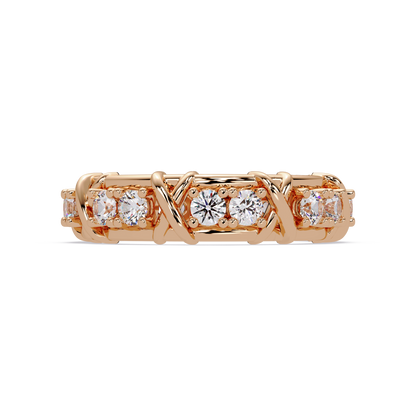 Round Cut VVS Moissanite Diamond Criss-Cross Unisex Ring