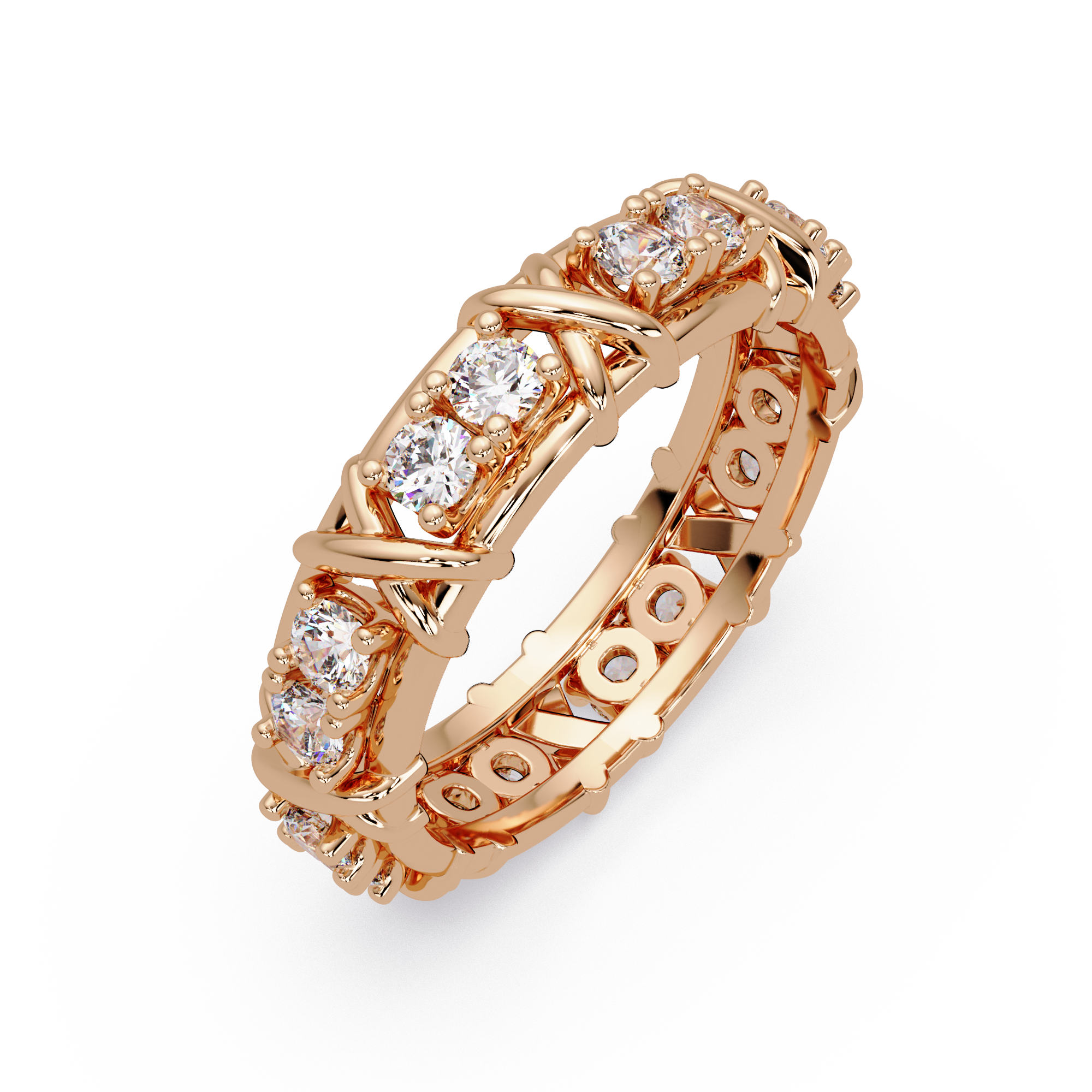 Round Cut VVS Moissanite Diamond Criss-Cross Unisex Ring