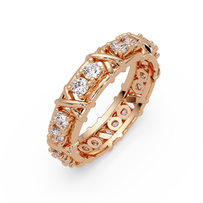 Round Cut VVS Moissanite Diamond Criss-Cross Unisex Ring