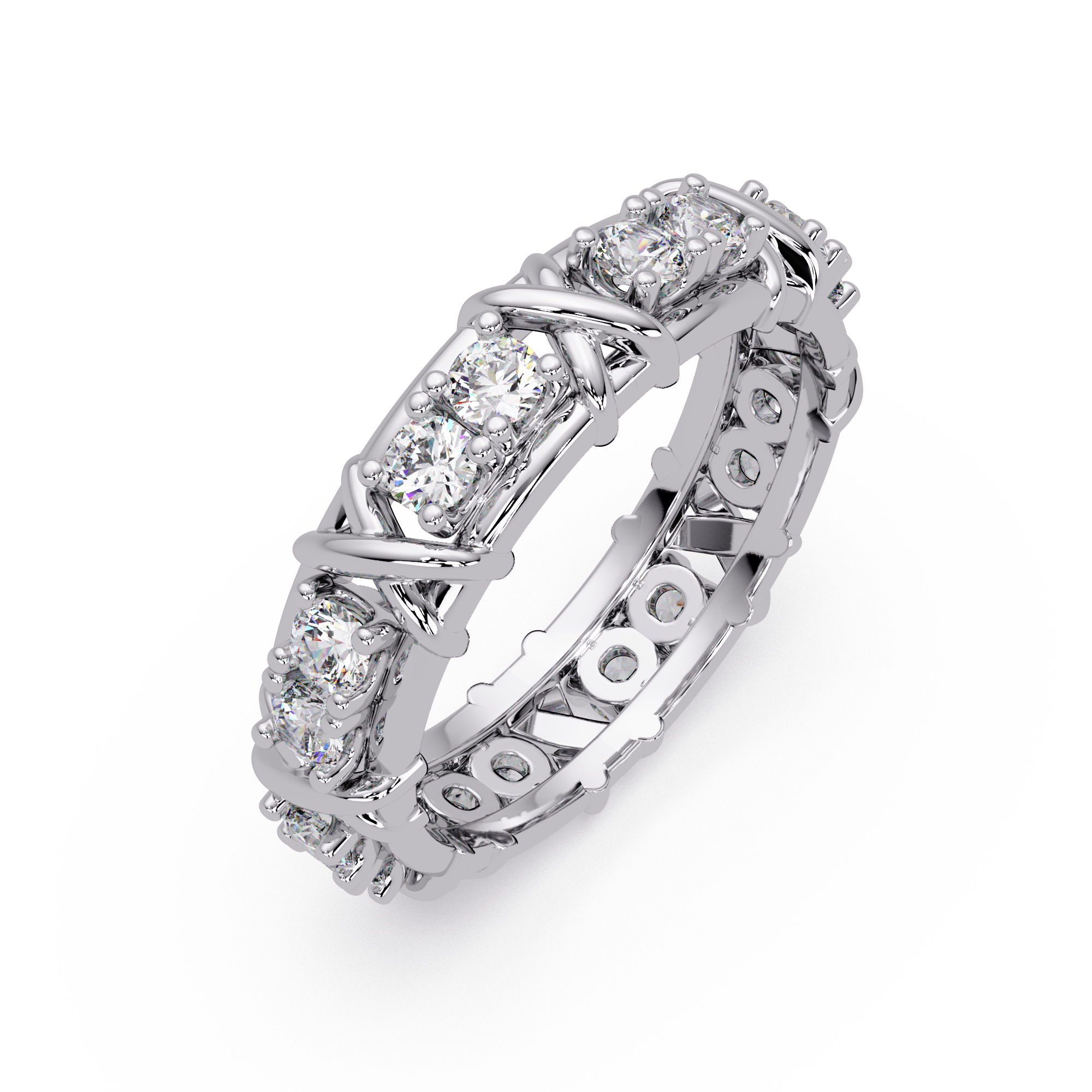Round Cut VVS Moissanite Diamond Criss-Cross Unisex Ring