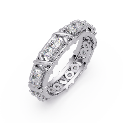 Round Cut VVS Moissanite Diamond Criss-Cross Unisex Ring