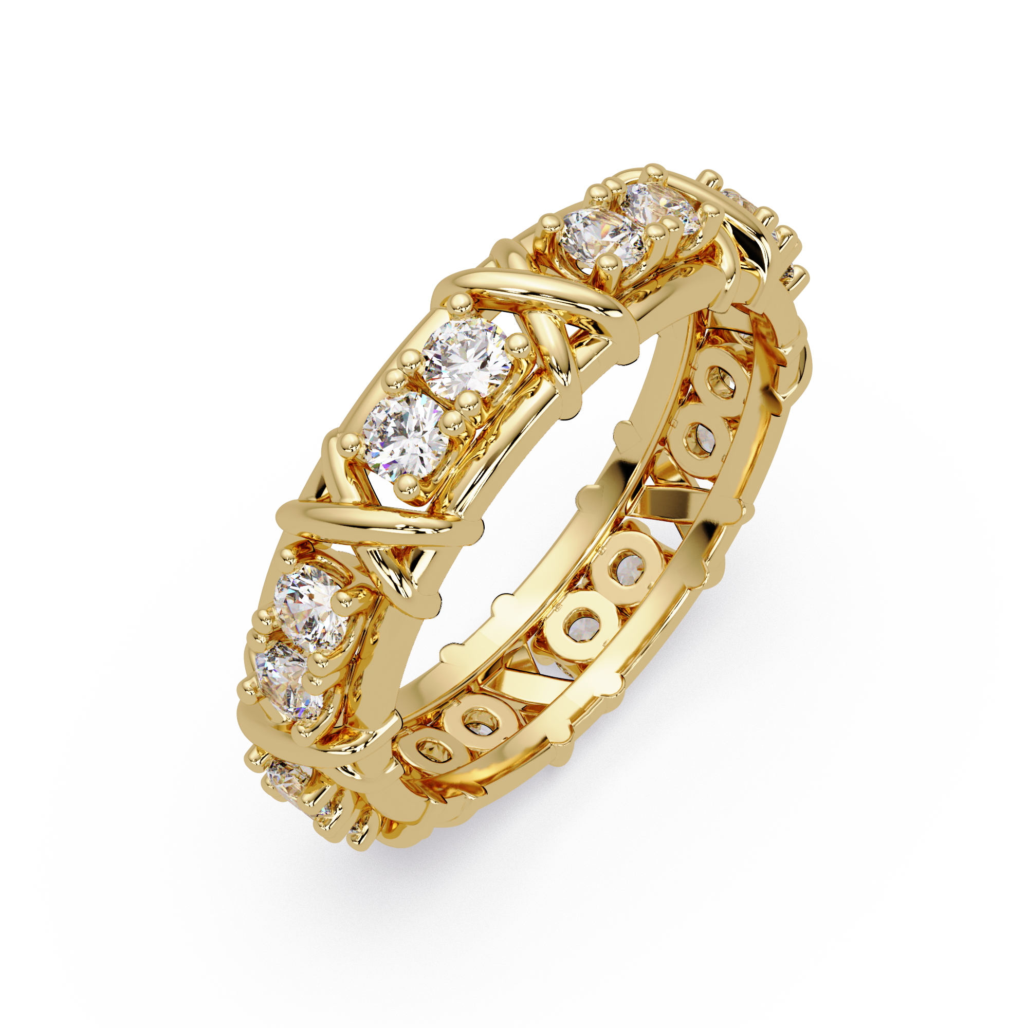 Round Cut VVS Moissanite Diamond Criss-Cross Unisex Ring