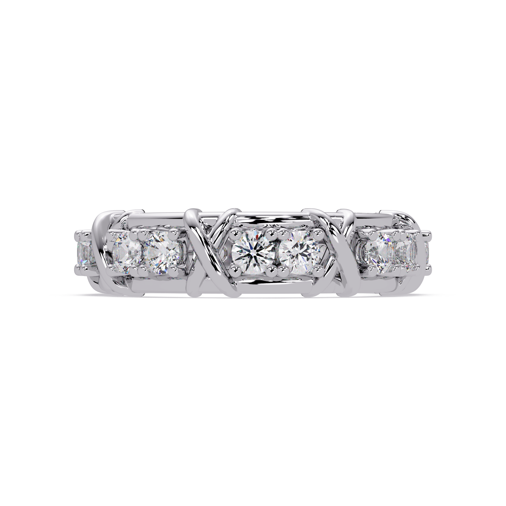 Round Cut VVS Moissanite Diamond Criss-Cross Unisex Ring
