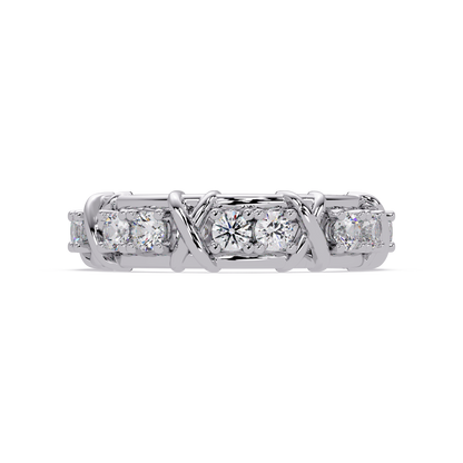 Round Cut VVS Moissanite Diamond Criss-Cross Unisex Ring