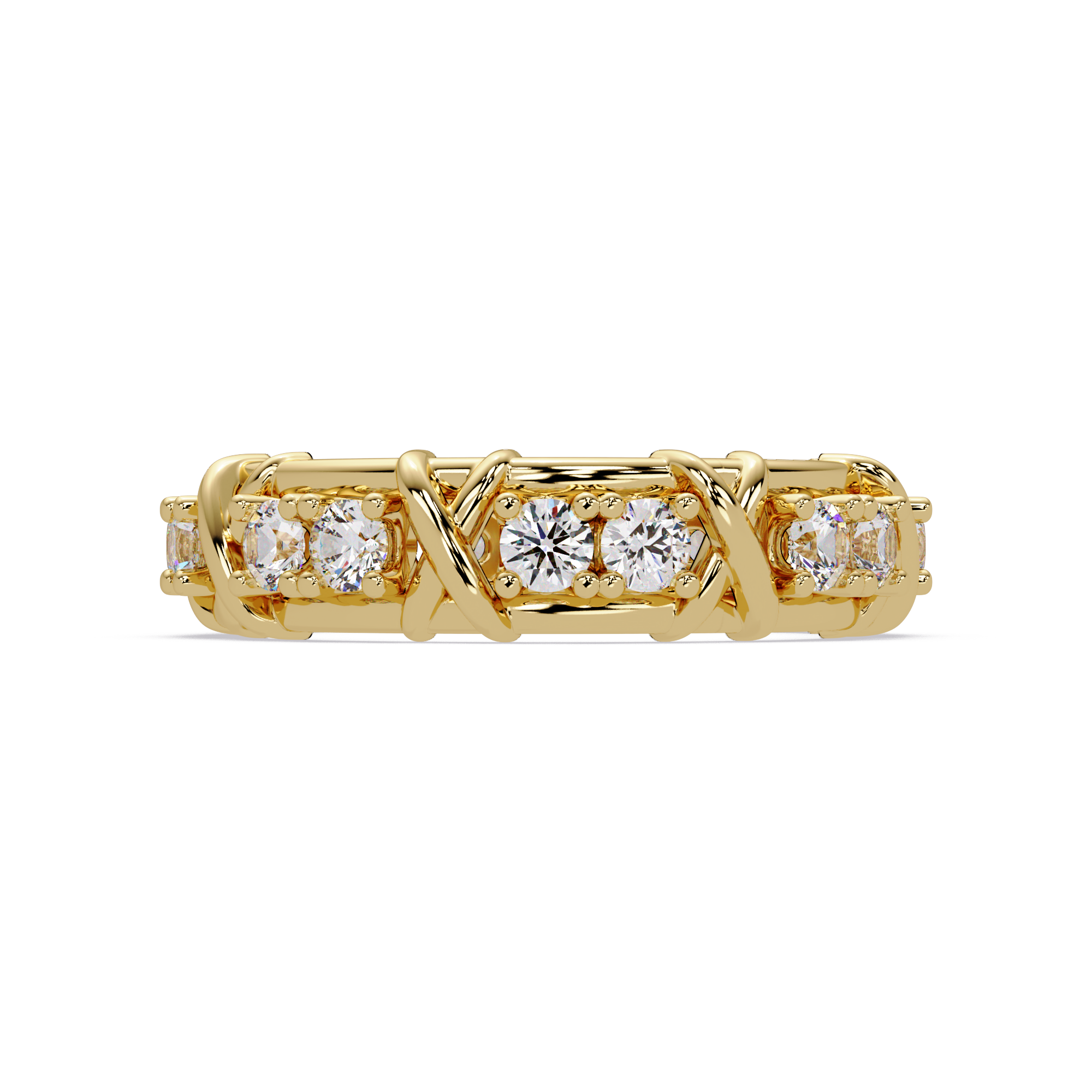 Round Cut VVS Moissanite Diamond Criss-Cross Unisex Ring