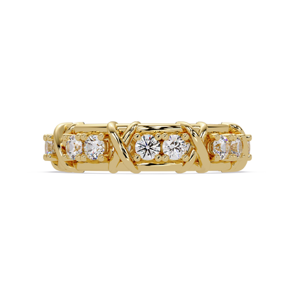 Round Cut VVS Moissanite Diamond Criss-Cross Unisex Ring