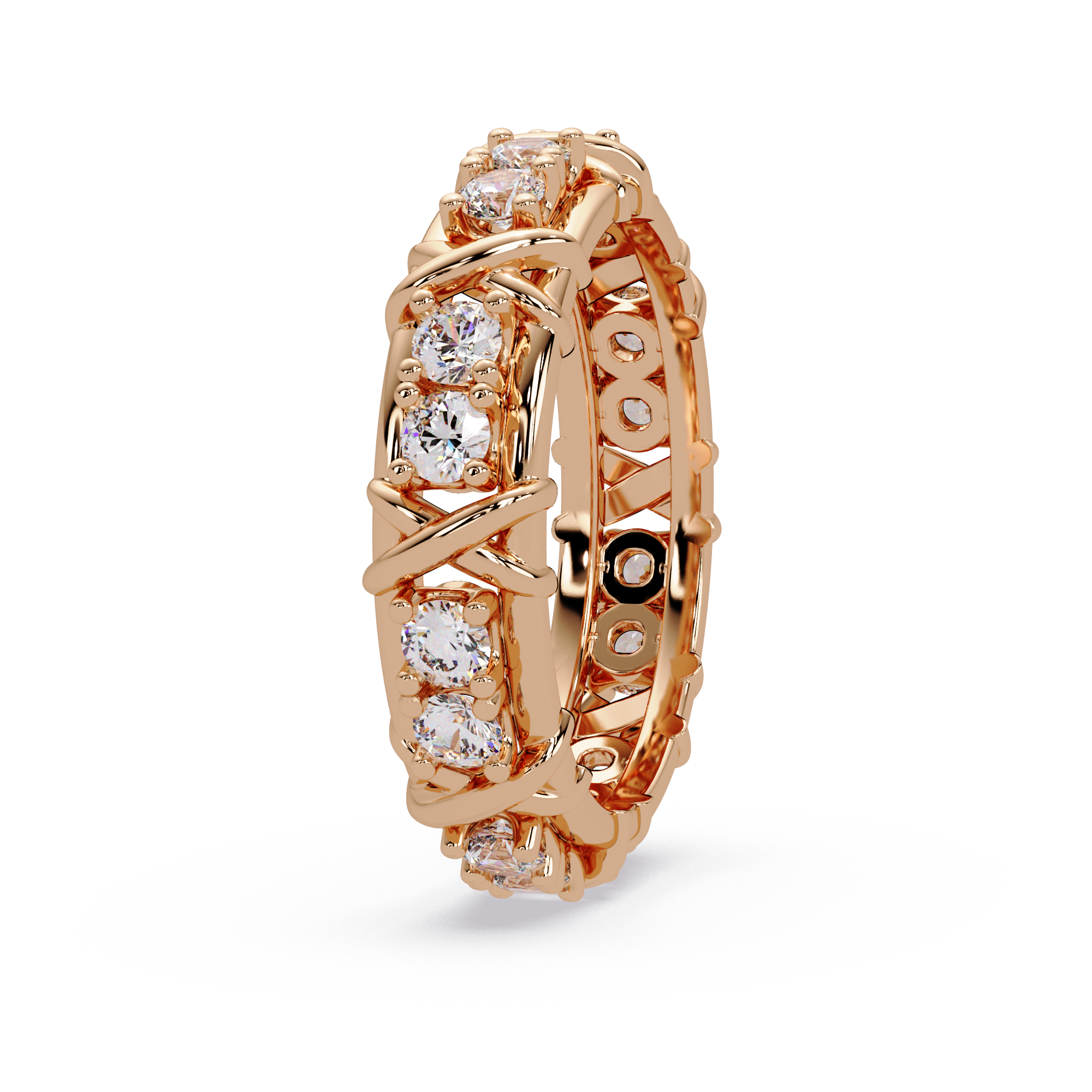 Round Cut VVS Moissanite Diamond Criss-Cross Unisex Ring