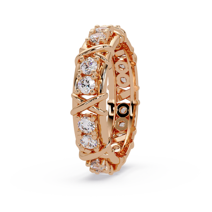 Round Cut VVS Moissanite Diamond Criss-Cross Unisex Ring