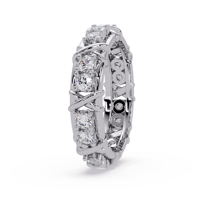 Round Cut VVS Moissanite Diamond Criss-Cross Unisex Ring