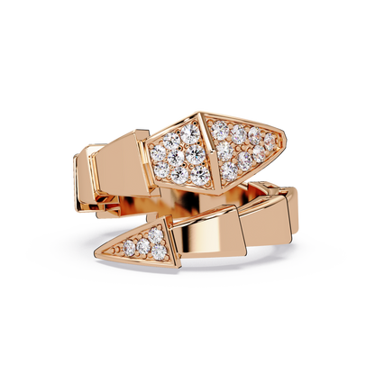Round Cut Pave VVS Moissanite Diamond Geometric Pyramid Wrap Unisex Ring