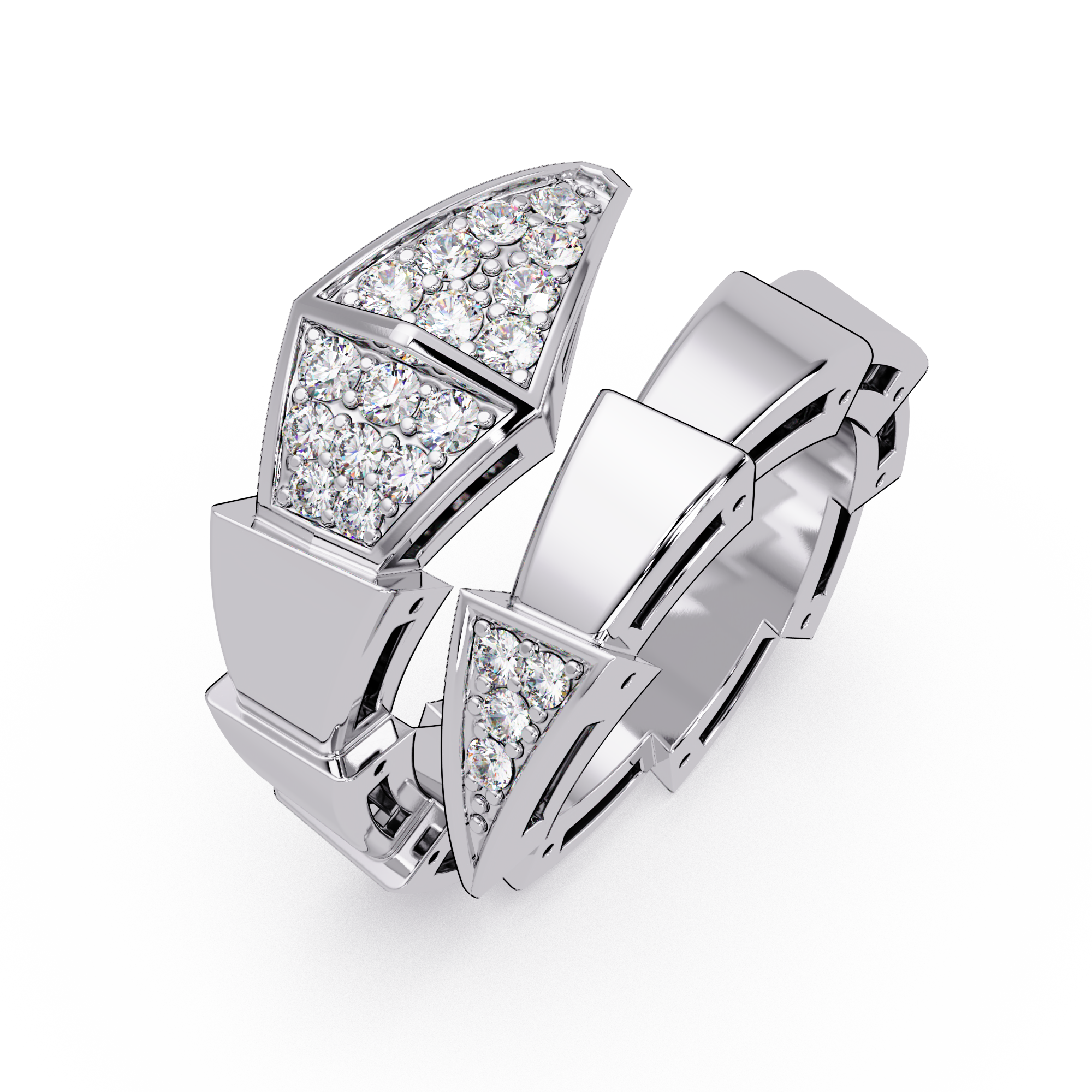 Round Cut Pave VVS Moissanite Diamond Geometric Pyramid Wrap Unisex Ring
