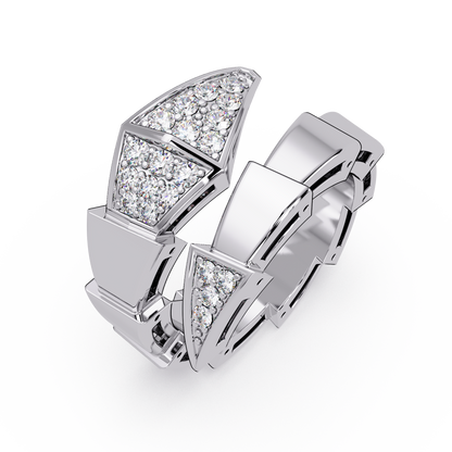 Round Cut Pave VVS Moissanite Diamond Geometric Pyramid Wrap Unisex Ring