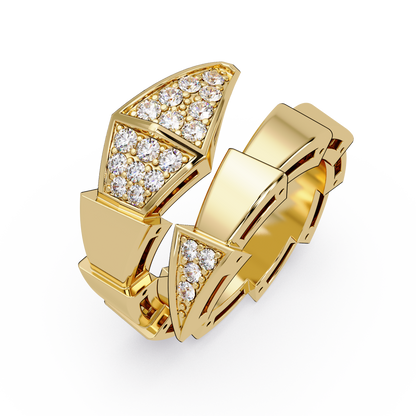 Round Cut Pave VVS Moissanite Diamond Geometric Pyramid Wrap Unisex Ring