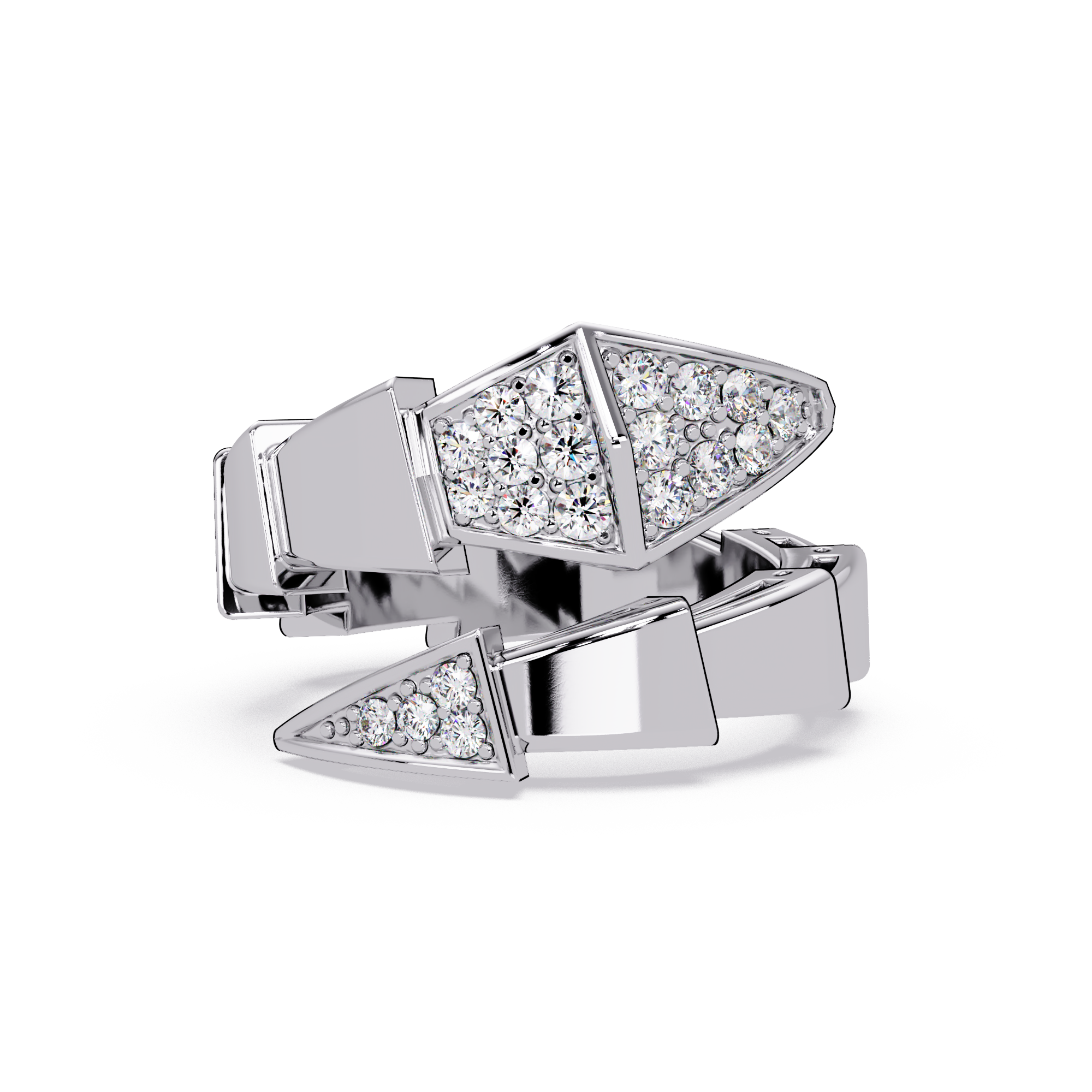 Round Cut Pave VVS Moissanite Diamond Geometric Pyramid Wrap Unisex Ring
