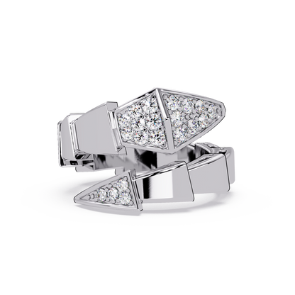 Round Cut Pave VVS Moissanite Diamond Geometric Pyramid Wrap Unisex Ring