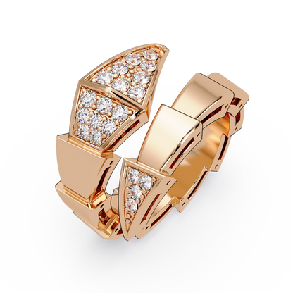 Round Cut Pave VVS Moissanite Diamond Geometric Pyramid Wrap Unisex Ring