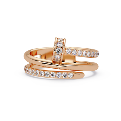 Round Cut Lab Grown Diamond Nail Style Pave Set Statement Ring
