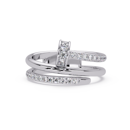 Round Cut Lab Grown Diamond Nail Style Pave Set Statement Ring