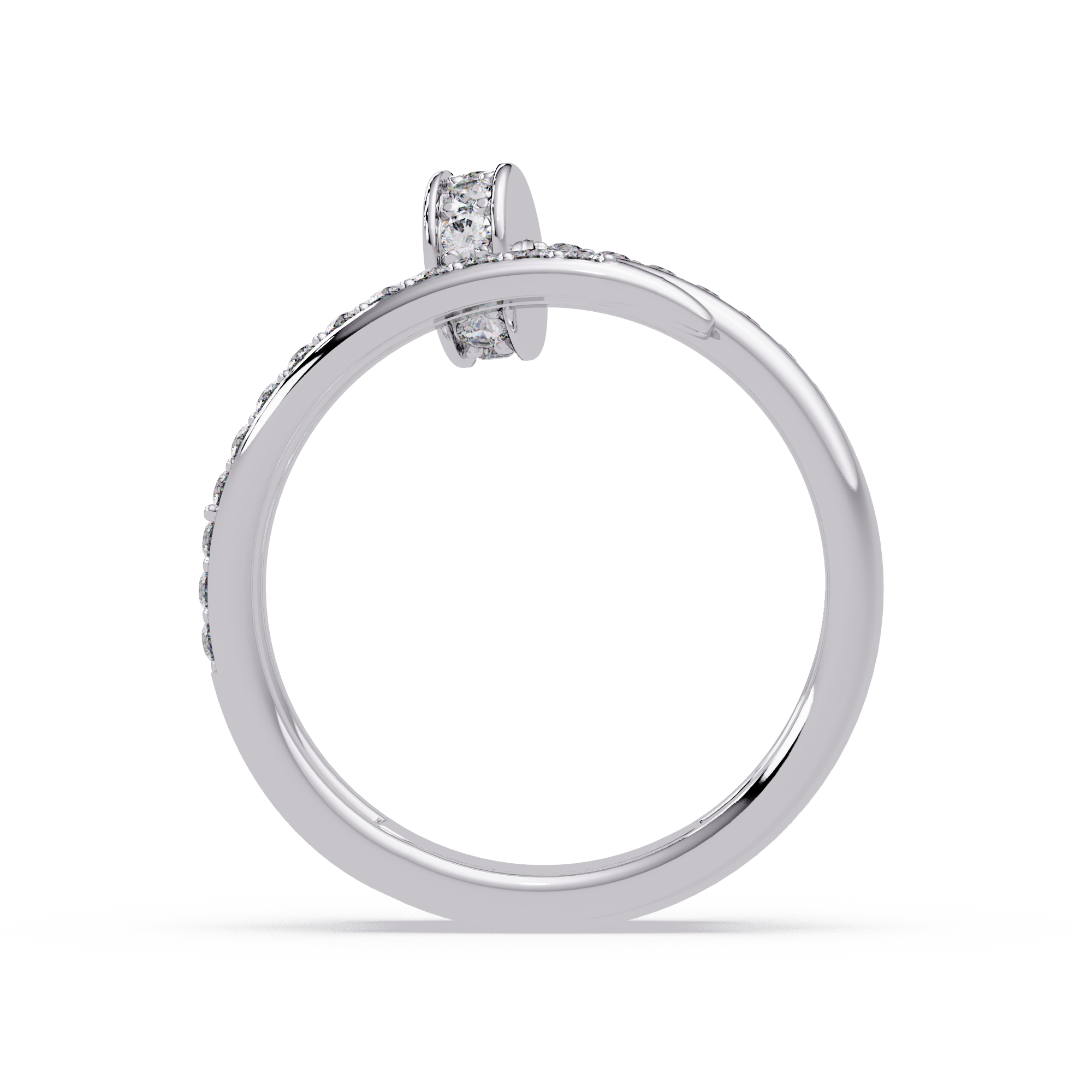 Round Cut Lab Grown Diamond Nail Style Pave Set Statement Ring