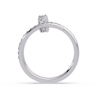 Round Cut Lab Grown Diamond Nail Style Pave Set Statement Ring