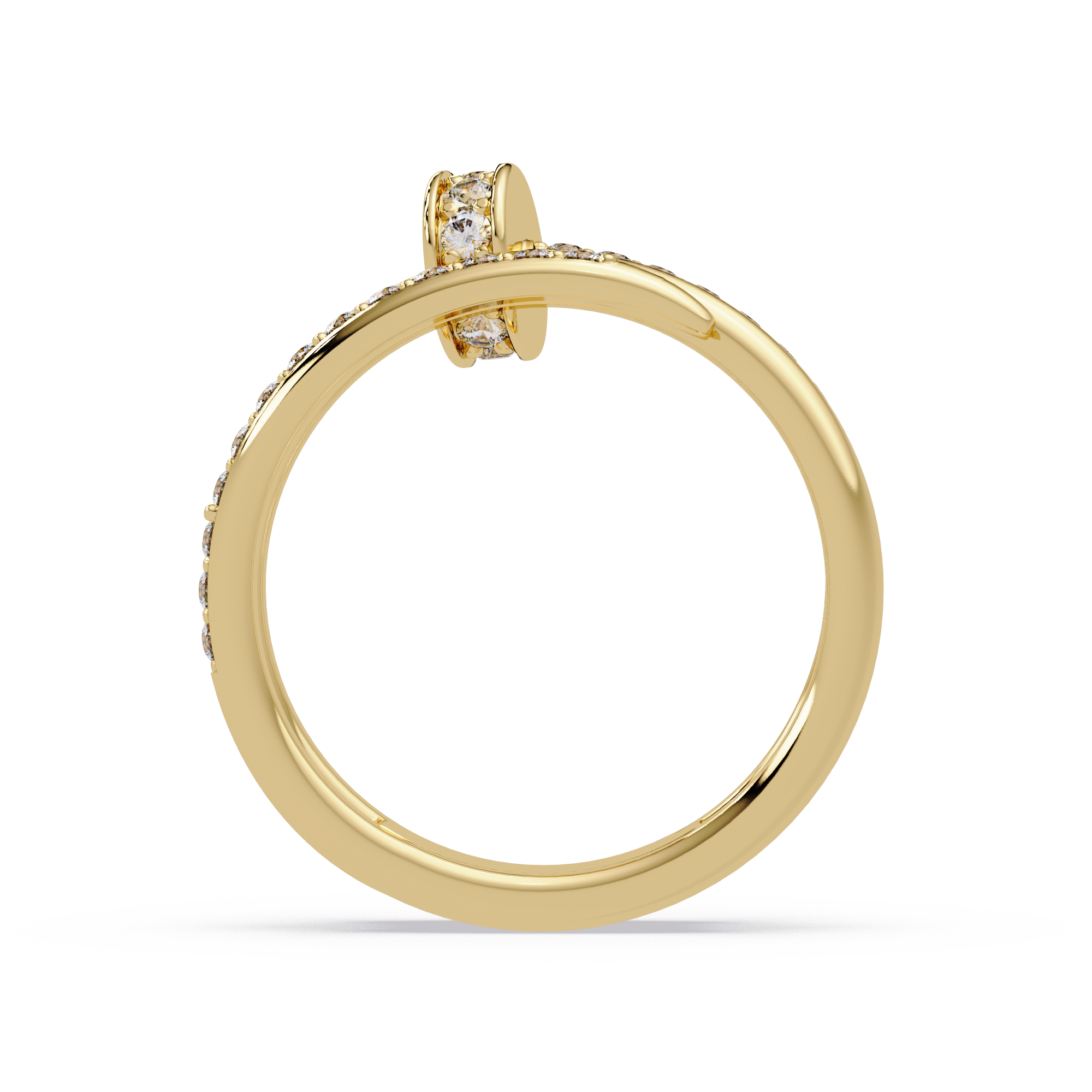 Round Cut Lab Grown Diamond Nail Style Pave Set Statement Ring