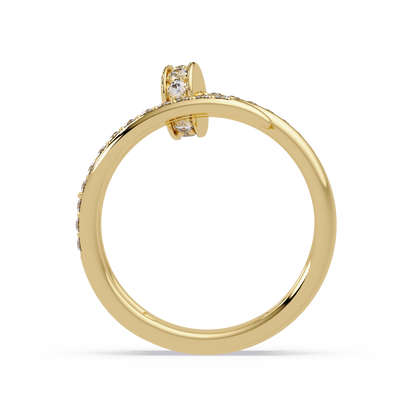 Round Cut Lab Grown Diamond Nail Style Pave Set Statement Ring