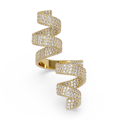 Iced-Out VVS Moissanite Pavé Wrap Ring for Women