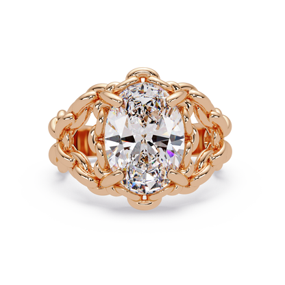 Elegant 3-Carat Oval-Cut VVS Moissanite Diamond Braided Band Ring