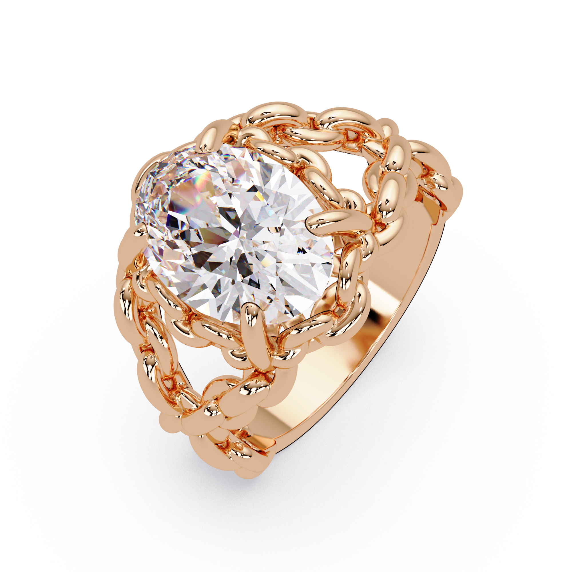 Elegant 3-Carat Oval-Cut VVS Moissanite Diamond Braided Band Ring