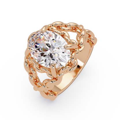 Elegant 3-Carat Oval-Cut VVS Moissanite Diamond Braided Band Ring