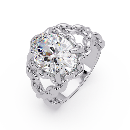 Elegant 3-Carat Oval-Cut VVS Moissanite Diamond Braided Band Ring