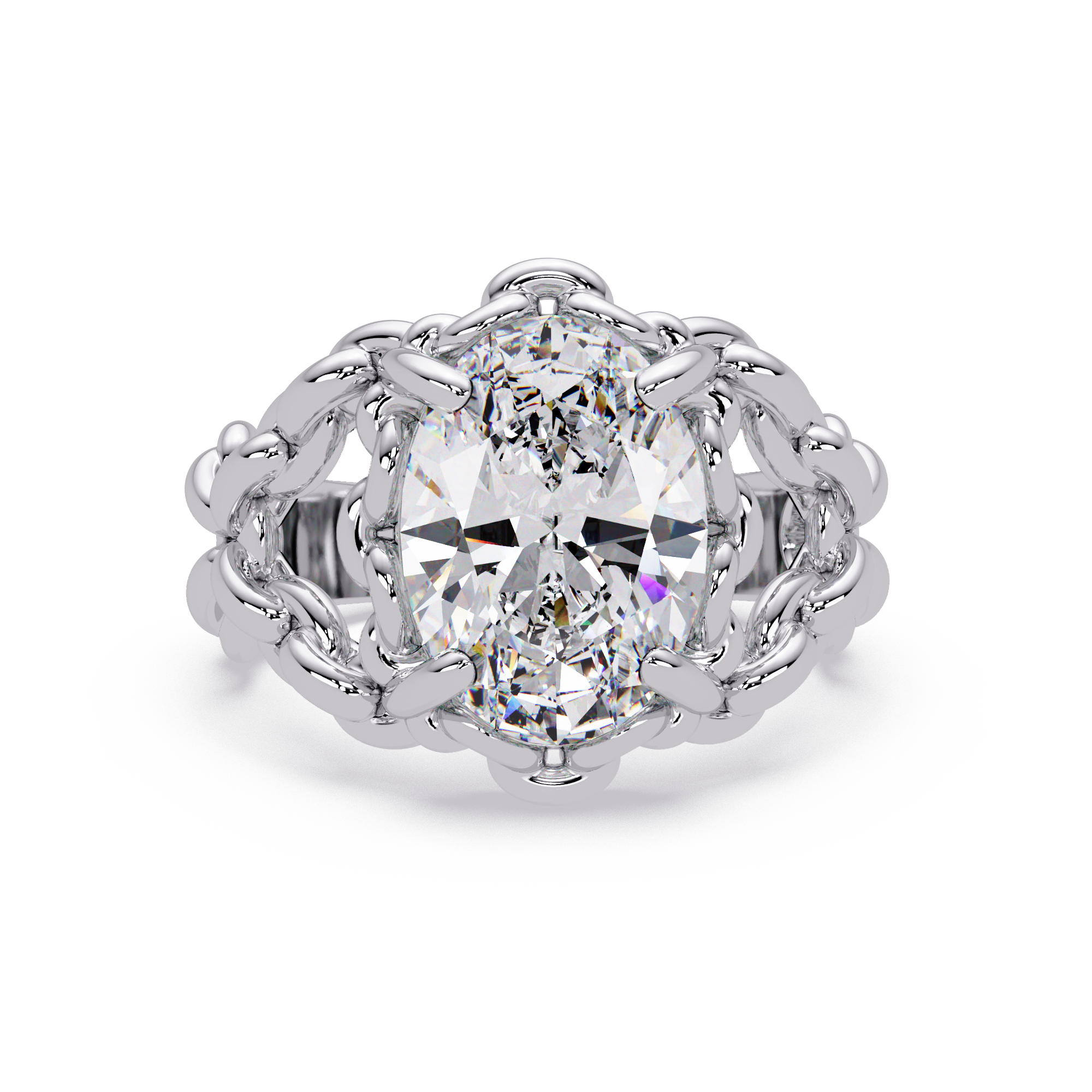 Elegant 3-Carat Oval-Cut VVS Moissanite Diamond Braided Band Ring