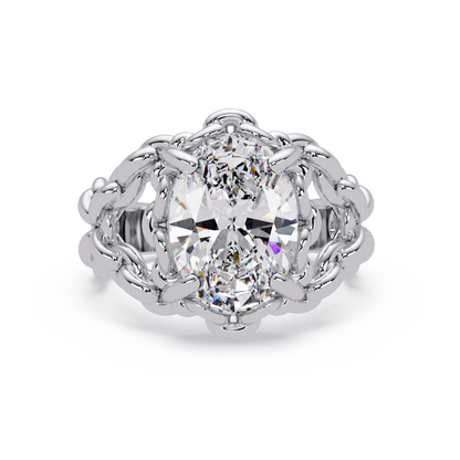 Elegant 3-Carat Oval-Cut VVS Moissanite Diamond Braided Band Ring