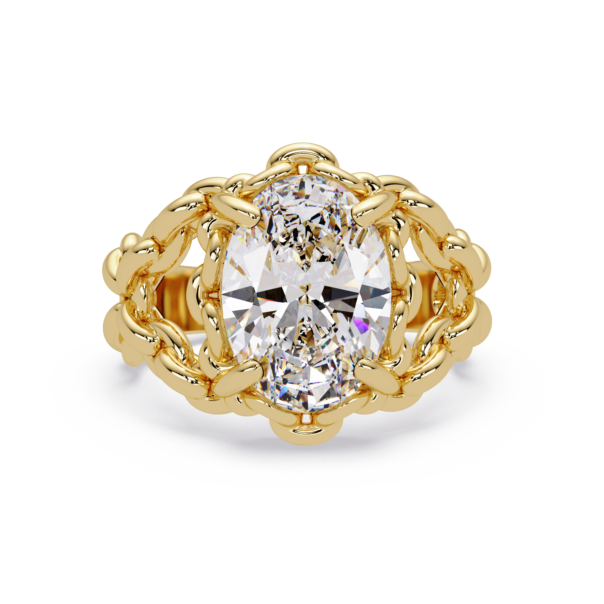Elegant 3-Carat Oval-Cut VVS Moissanite Diamond Braided Band Ring