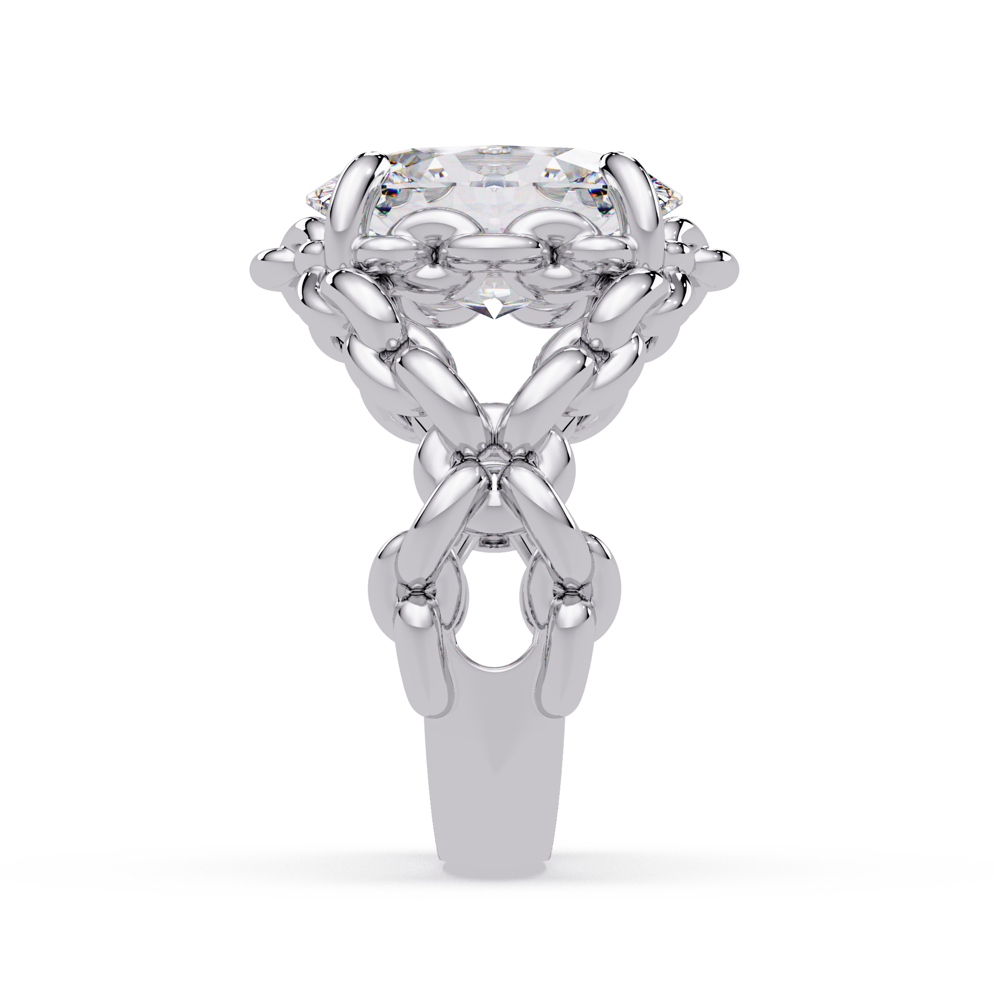 Elegant 3-Carat Oval-Cut VVS Moissanite Diamond Braided Band Ring