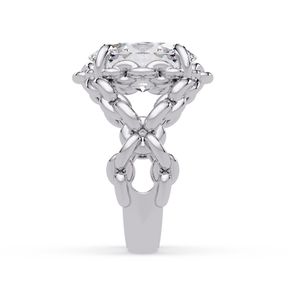 Elegant 3-Carat Oval-Cut VVS Moissanite Diamond Braided Band Ring