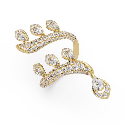 Elegant Pear-Cut VVS Moissanite Diamond Leaf Wrap Wedding Ring