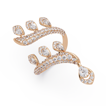Elegant Pear-Cut VVS Moissanite Diamond Leaf Wrap Wedding Ring