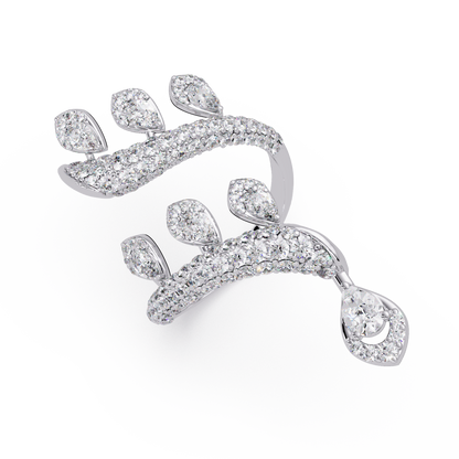 Elegant Pear-Cut VVS Moissanite Diamond Leaf Wrap Wedding Ring