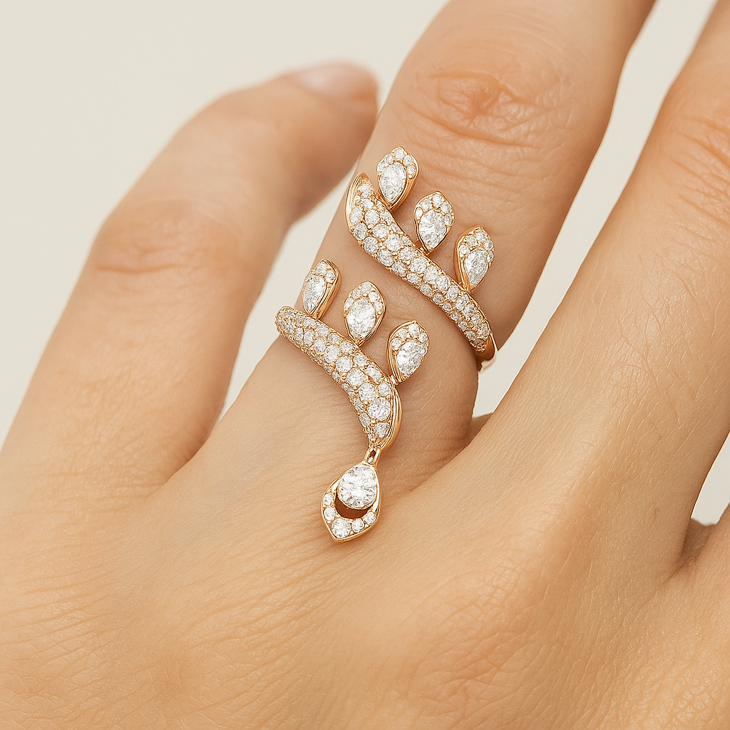 Elegant Pear-Cut VVS Moissanite Diamond Leaf Wrap Wedding Ring