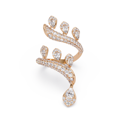 Elegant Pear-Cut VVS Moissanite Diamond Leaf Wrap Wedding Ring