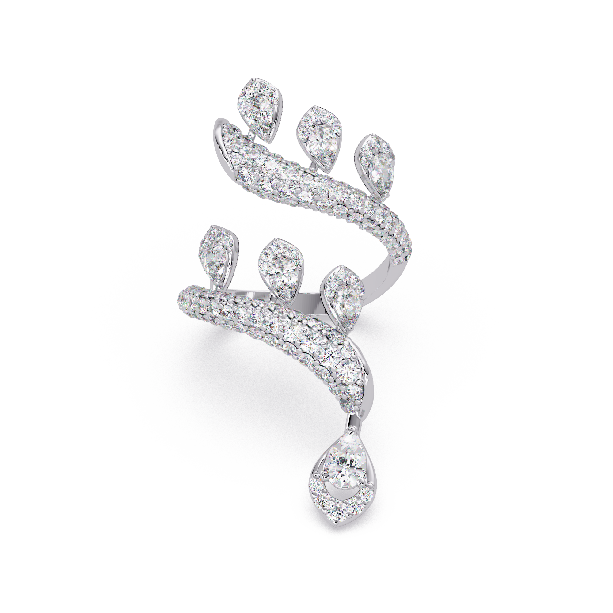 Elegant Pear-Cut VVS Moissanite Diamond Leaf Wrap Wedding Ring