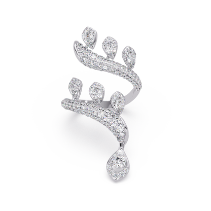Elegant Pear-Cut VVS Moissanite Diamond Leaf Wrap Wedding Ring