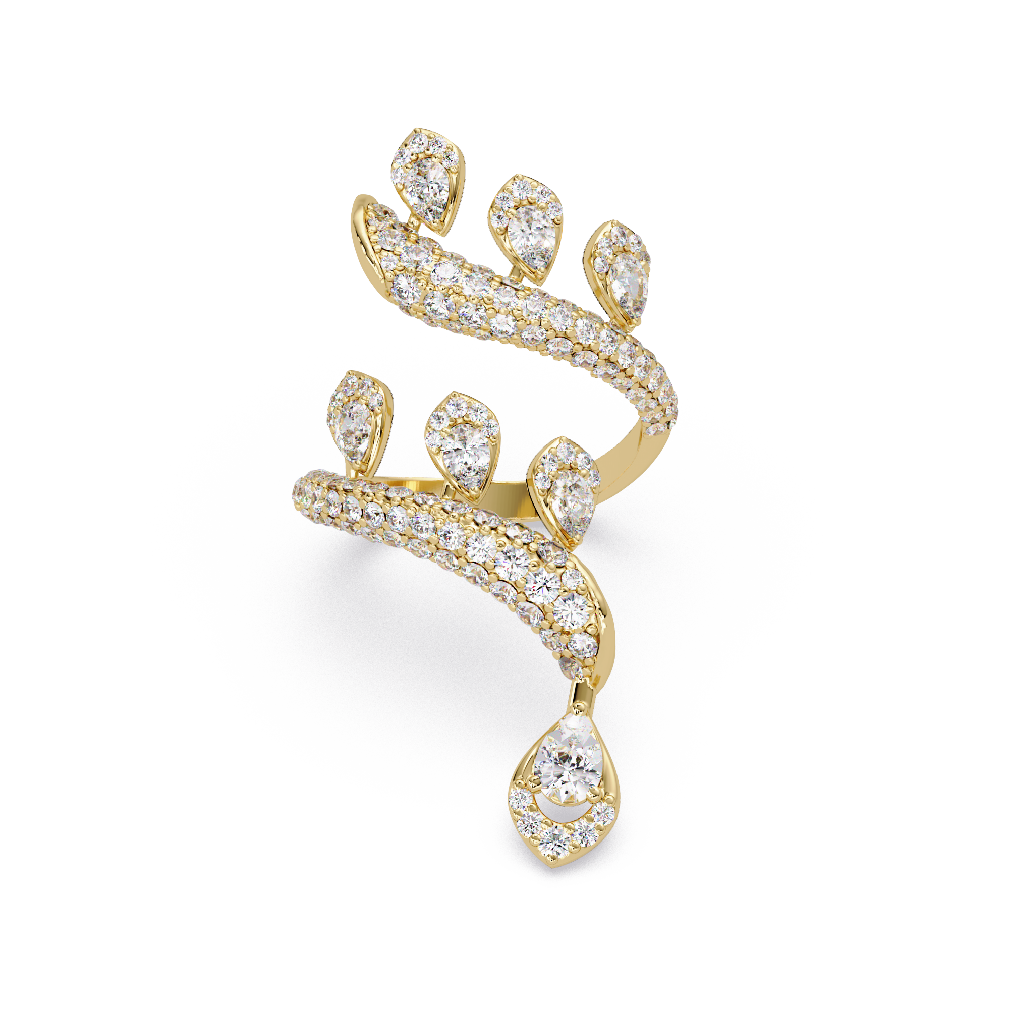 Elegant Pear-Cut VVS Moissanite Diamond Leaf Wrap Wedding Ring