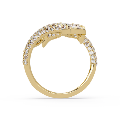 Elegant Pear-Cut VVS Moissanite Diamond Leaf Wrap Wedding Ring